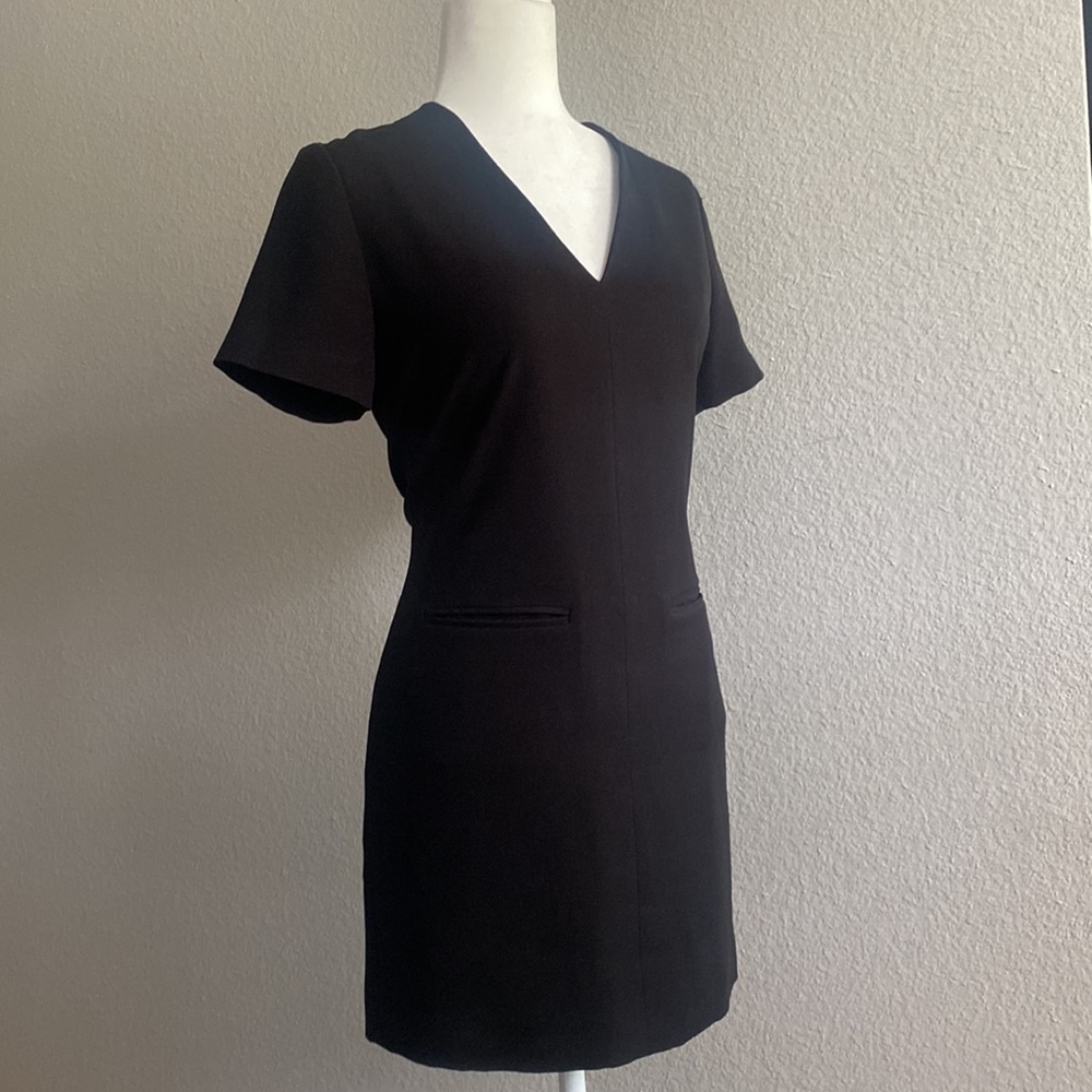 T BY ALEXANDER WANG Black Sleeveless Mini Shift Dress Size 0 Ponte LBD